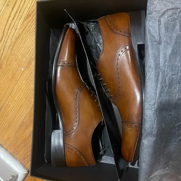 Paul Evans Tan/Brown Leather Shoes Sz 9.5 - Picture 4 of 15